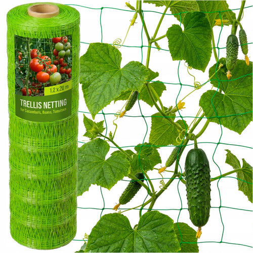 Rete da giardino per piante rampicanti 1.2×20M Supporto per la crescita di cetrioli, fagioli e fiori rampicanti, rete resistente con maglia da 15 × 17 cm che garantisce una guida stabile delle piante in verticale e un miglior accesso alla luce, rete per c