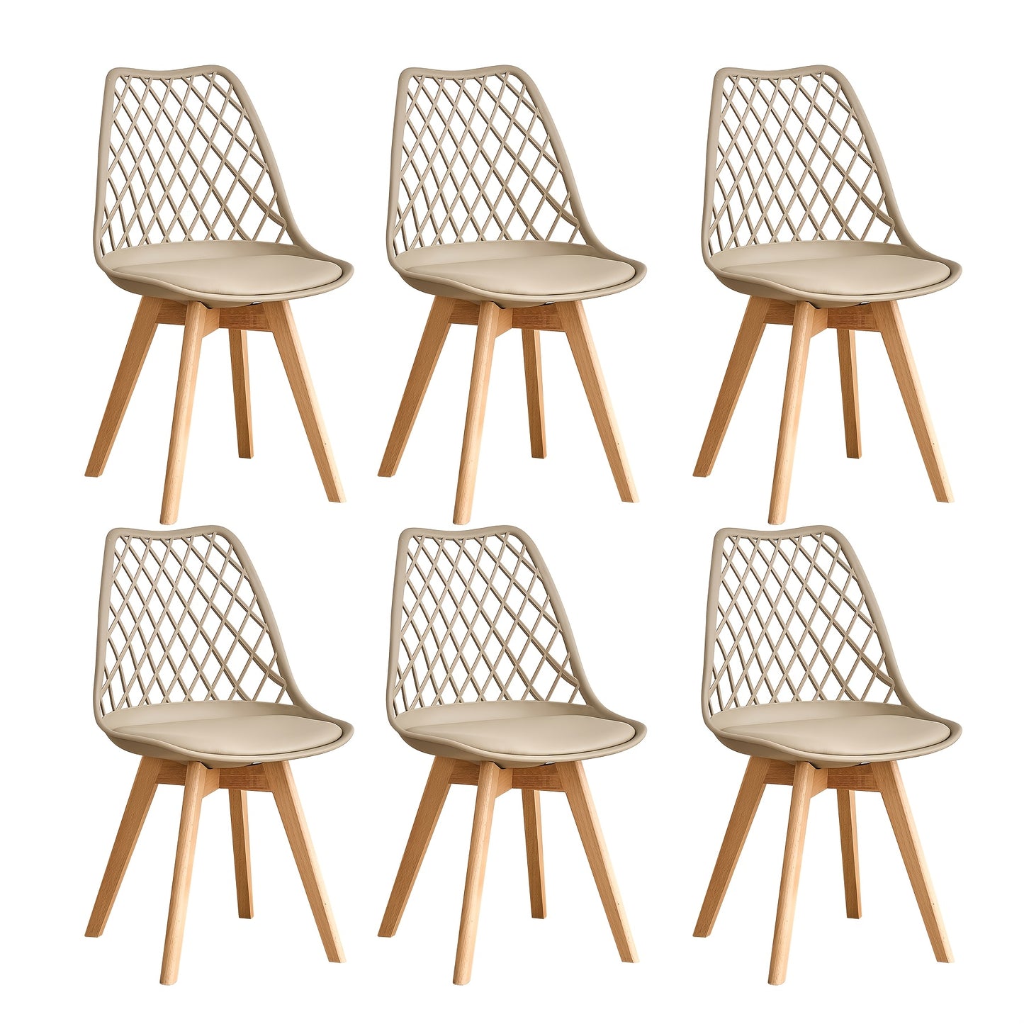 EGOONM Set di 6 Sedie da Pranzo, Sedie da Cucina Scandinate - Design con Schienale a Conchiglia Intagliata, Cuscino in Ecopelle e Gambe in Legno di Faggio