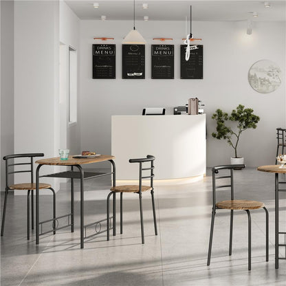 Costoffs Set Tavolo e 2 Sedie da Bar e Sala da Pranzo in Legno e Metallo per Cucina Balcone Piccoli Spazi Sedia Portata 136 kg