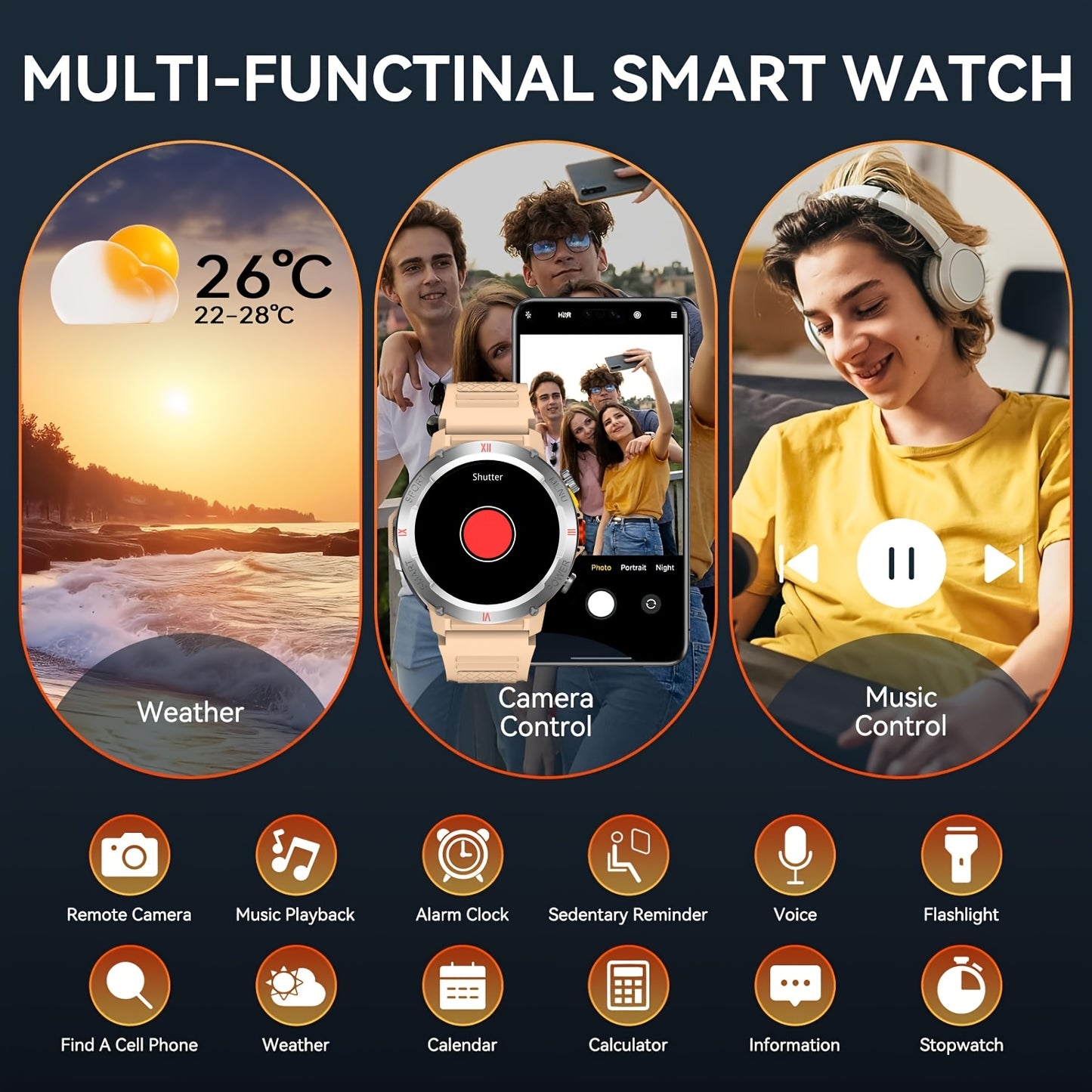 GWENLAND 2024 Smartwatch Avanzato | Oltre 100 Modalità Sportive, Altimetro LED, Previsioni Meteo, Schermo TFT, Corpo in Lega, Cinturino in Silicone - Regalo Perfetto per Appassionati di Outdoor