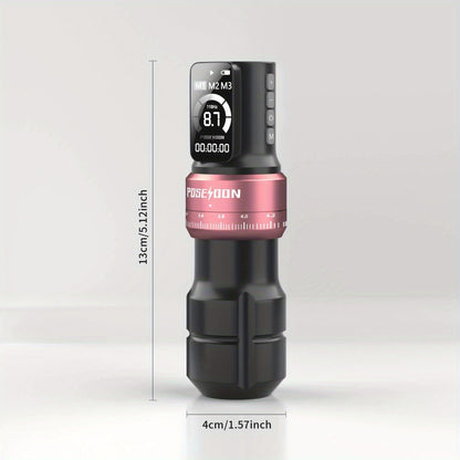 Kit Macchinetta Tatuaggio Rotante Wireless POSEIDON, Penna con Motore Senza Albero e Passo Regolabile da 2.4-4.2Mm, Due Batterie con Schermo Digitale da 2300Mah, Include 10 Aghi per Tatuaggio e Altre Accessori