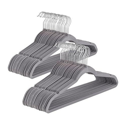 Baroni Home Grucce in Velluto Salvaspazio 44,5 cm – Appendiabiti Antiscivolo con Gancio in Oro o Argento – Design Elegante e Ultra Sottile, Ideali per Vestiti, Camicie, Cappotti – Alta Capacità di Carico – Set da 20 o 50 Pezzi per Organizzare al Meglio il