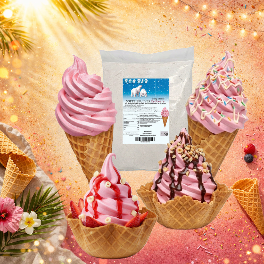 Ice Bear Soft Ice Powder Fragola 1 Kg per Macchina per Gelato Morbido 1:2.5 Misto Fragola