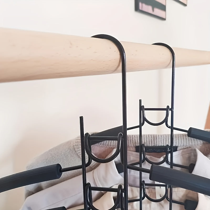 2 pezzi Grucce Multistrato in Metallo Resistente, Appendiabiti Salvaspazio 5-in-1 con Design Curvo e Ripiani Multilivello - Costruzione Robusta e Durevole per Armadio Ordinato, Dormitorio, Portaoggetti - Ideale per Camicie, Vestiti, Cappotti