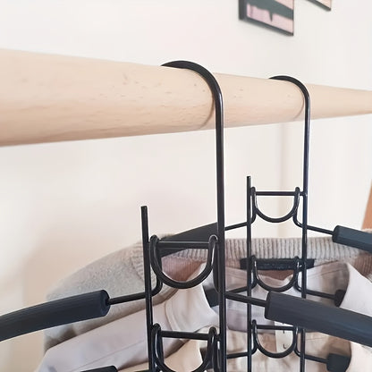 2 pezzi Grucce Multistrato in Metallo Resistente, Appendiabiti Salvaspazio 5-in-1 con Design Curvo e Ripiani Multilivello - Costruzione Robusta e Durevole per Armadio Ordinato, Dormitorio, Portaoggetti - Ideale per Camicie, Vestiti, Cappotti