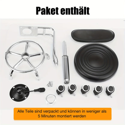 Kehot Sgabello Regolabile con Altezza Regolabile, Base Girevole a 360°, Schienale in Pelle Finta e Sede in Tessuto Riciclato - Struttura in Metallo Contemporanea, 5 Ruote per Casa, Ufficio, Cucina, Sgabello per Cucina, Ufficio, Design Moderno, Costruzione