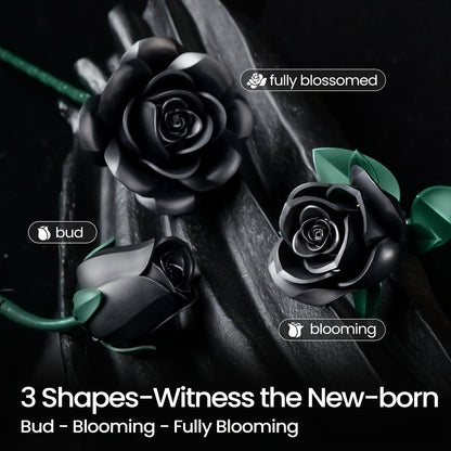 Ornamenti da scrivania gotici - Serie Dark Bouquet di rose nere fiori sintetici Puzzle fai da te pezzo decorativo - Rosa adatta come regalo di compleanno statuine da collezione