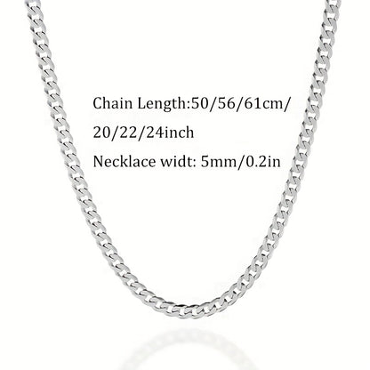 Magazzino Locale, Collana a Catena Cubana Argentata 925, Peso 15.5g/18.5g/20.6g, con Contenuto Argentato di 10g/12.3g/13.4g. Con un Design Elegante e Minimalista, Adatta per l'Uso Quotidiano, Include una Confezione Regalo di Lusso.