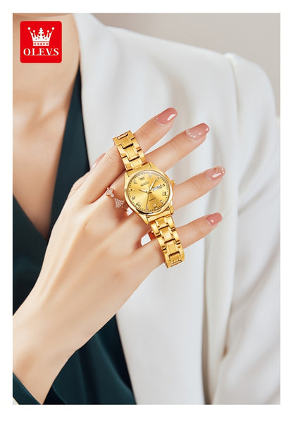 OLEVS Orologi da Donna Eleganti e di Lusso per Polso Piccolo, Quadrante Piccolo, Cinturino in Acciaio Inossidabile, Movimento al Quarzo Analogico, Data e Luminosità, Nero/Bianco/Oro/Blu