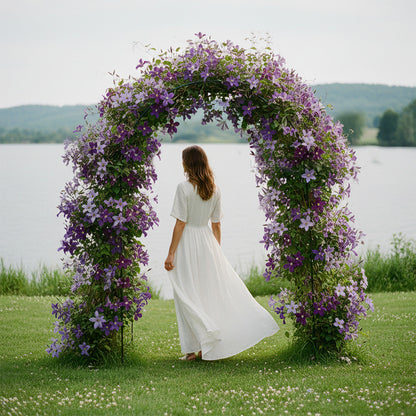 Arbor - Set di 2 pergole da giardino ad arco da 240 cm, supporto in metallo per piante rampicanti, rose, fiori, struttura per pergola da giardino ad arco per piante da giardino, decorazione da giardino, ingresso per matrimoni, patio, terreno, costruzione