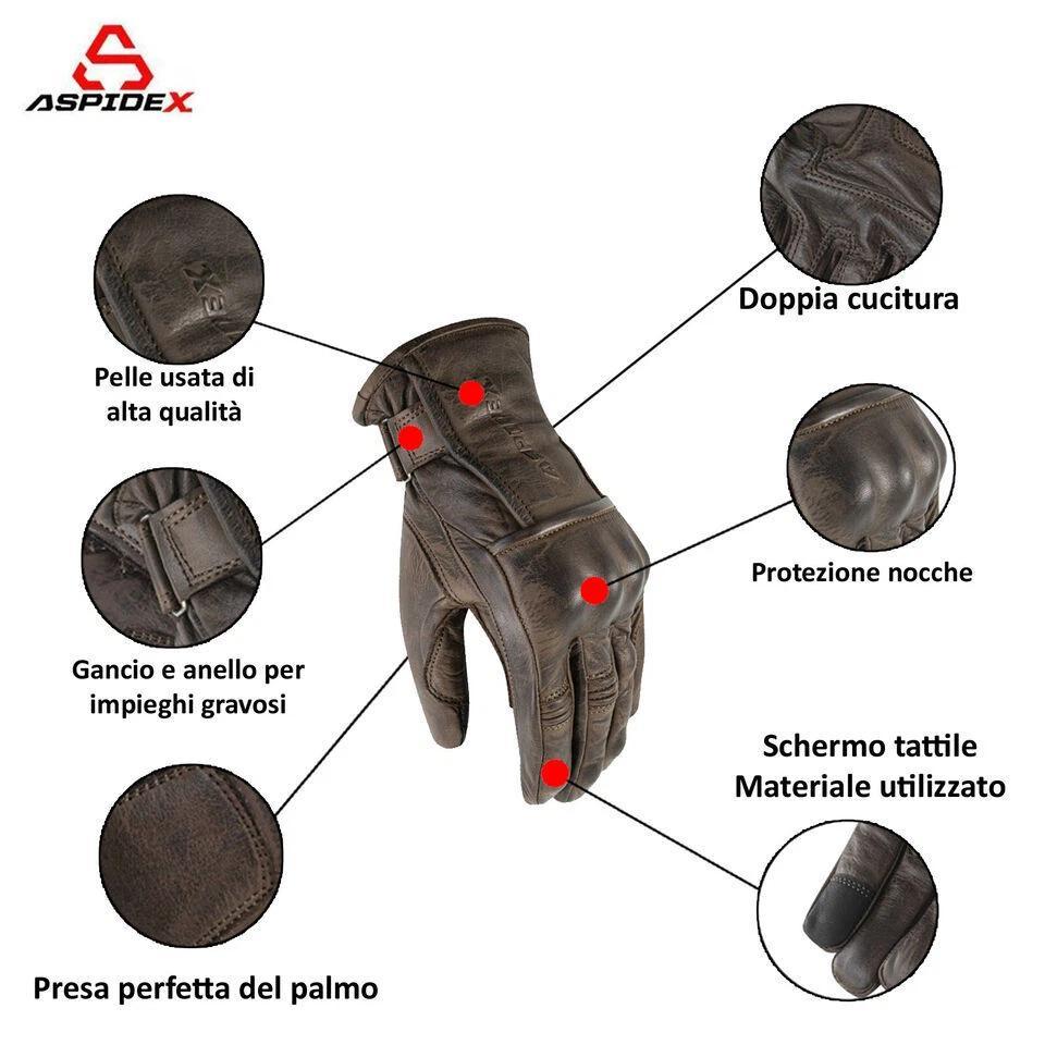 Guanti Moto in pelle uomo ASPIDEX WAX Vintage