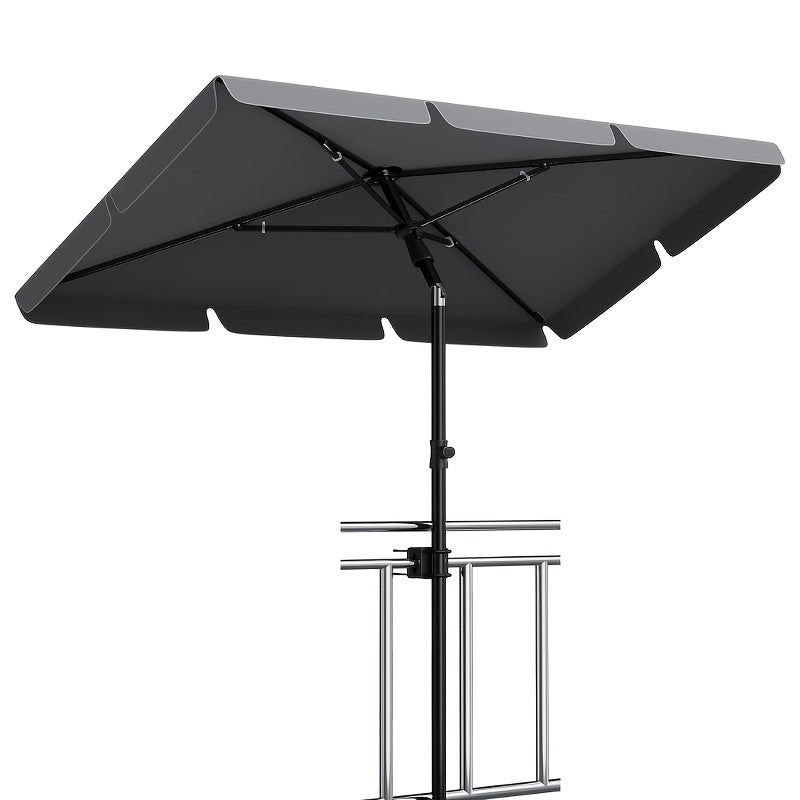 Ombrellone da esterno rettangolare 200X125Cm UPF 50+ Protezione UV - Altezza regolabile, inclinazione a 45 gradi con borsa per il trasporto e staffa per ringhiera balcone - Struttura antiruggine resistente alle intemperie per giardino terrazza balcone spi