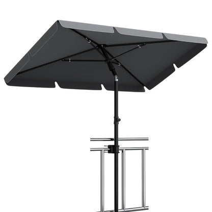 Ombrellone da esterno rettangolare 200X125Cm UPF 50+ Protezione UV - Altezza regolabile, inclinazione a 45 gradi con borsa per il trasporto e staffa per ringhiera balcone - Struttura antiruggine resistente alle intemperie per giardino terrazza balcone spi