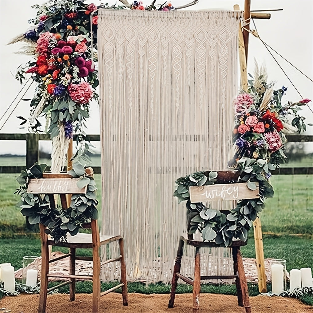 Decorazione murale in macramè, Beige per zona giorno e uso quotidiano – vista dettagliata 2