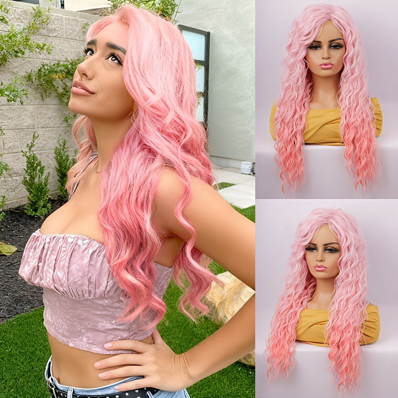 Parrucca riccia da donna sfumata grigio-marrone con radici scure, parte centrale e parte laterale - Fibra sintetica resistente al calore, cuffia traspirante a rete di rose, capelli sintetici dall'aspetto naturale, vestibilità aderente, outfit da festa ann