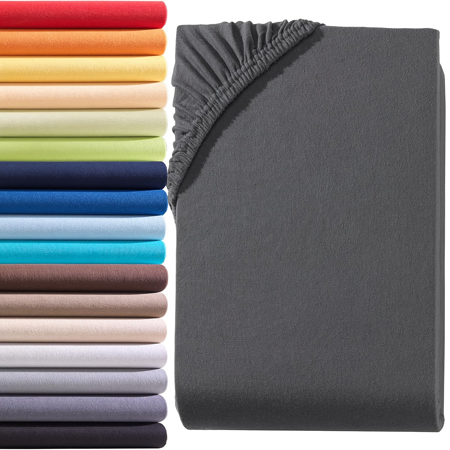 2 Pezzi Lenzuolo Jersey 100% Cotone 130gsm, Lenzuolo con Angoli Elastici, Gonna 30cm, Ipoallergenico, Traspirante, Adatto per Camera da Letto, Dormitorio e Camera degli Ospiti, Lavabile in Lavatrice, Biancheria da Letto Jersey