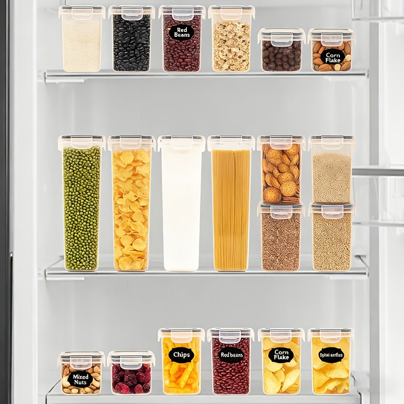 Contenitori per alimenti sigillati 48/20 pezzi, organizer e contenitori multiuso per la cucina, barattoli per alimenti in plastica sana per cereali, farina, zucchero, pasta, inclusi etichette e marcature (24 coperchi e 24 barattoli)