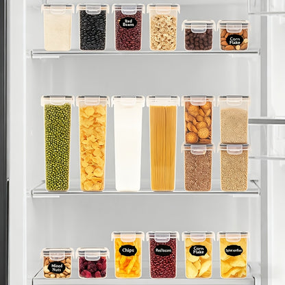 Contenitori per alimenti sigillati 48/20 pezzi, organizer e contenitori multiuso per la cucina, barattoli per alimenti in plastica sana per cereali, farina, zucchero, pasta, inclusi etichette e marcature (24 coperchi e 24 barattoli)