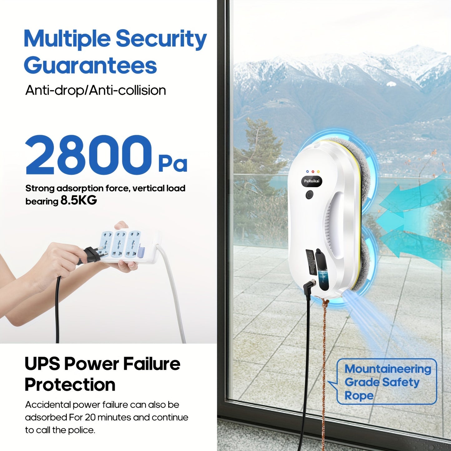 PuRuiKai 09 Robot Pulisci Vetri Intelligente, Pulitore Elettrico per Vetri completamente Automatico, Bottiglia Spray Domestica con Telecomando e 10 Panni per la Pulizia, Nuovo Prodotto Natalizio
