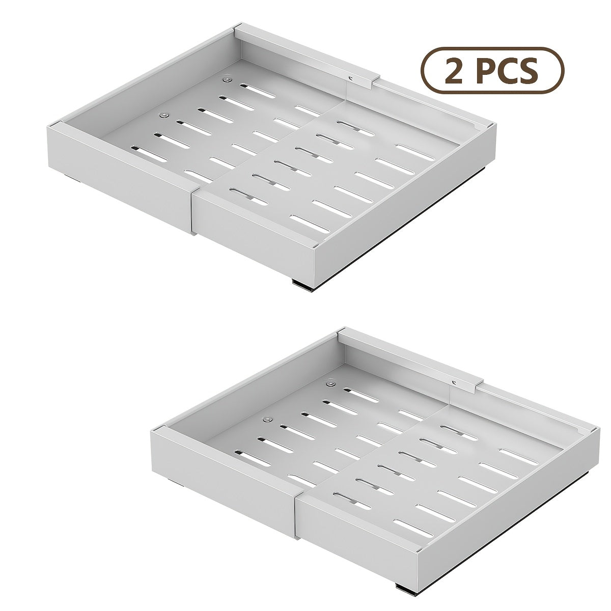 Organizzatore per pensili estraibile espandibile per carichi pesanti, con 3 guide silenziose, larghezza regolabile (30,99 cm-51,99 cm), adatto per pensili da cucina, ripiani estraibili per pensili