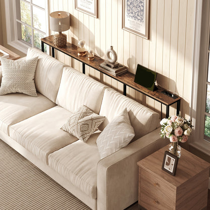 Tavolino Comodino Lungo e Sottile - Elegante Tavolino Rettangolare per Divano per Spazi Piccoli, Perfetto come Tavolino da Letto o dietro il Divano, Moderno Tavolino Sa Sottile con Organizzatore, per Soggiorno, Ingresso, Corridoio, Marrone