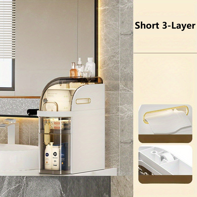 Mobiletto bagno sottile a 5 ripiani | Contenitore da pavimento indipendente con cassetti e maniglie, ideale per piccoli spazi, lavanderie, cucine, camere da letto, corridoi, plastica resistente, design classico, con ruote, perfetto per appartamenti e