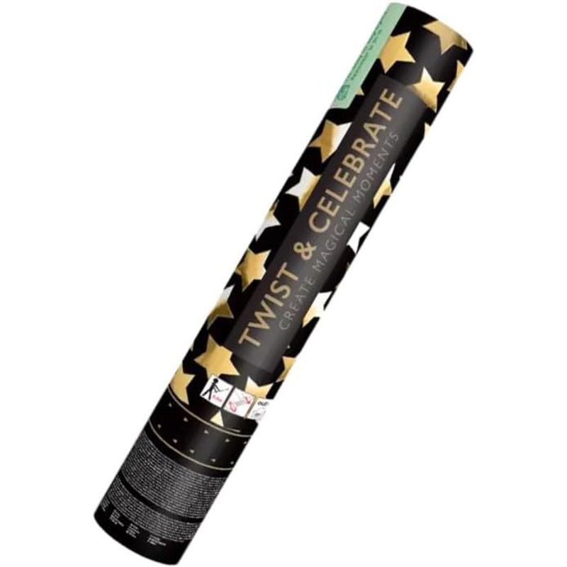 SPARKLERS CLUB Cannone per Coriandoli 28Cm Portata 5-8 Metri - Ideale per Halloween, Natale, Matrimoni, Compleanni, Feste - High-End, Sicuro, Durevole - Effetto Speciale Garantito (Gold Star, 10, Cannoni)