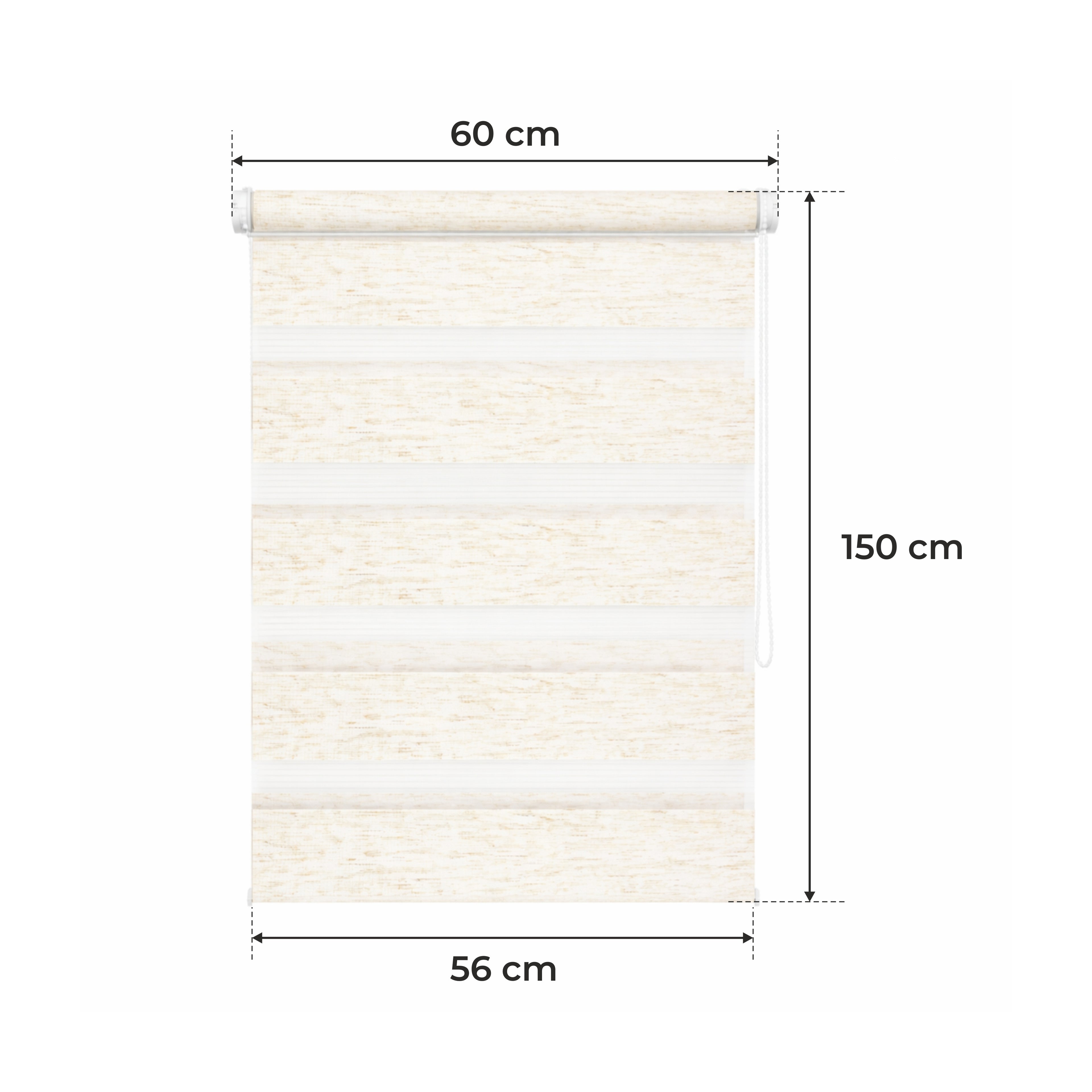 Tenda a Rullo Giorno & Notte - Beige Melange - 32 Misure - BOJANEK Giorno & Notte - Installazione Finestra Non Invasiva, Nessuna Foratura Richiesta, Regolazione a Catena, Supporti Regolabili per Varie Spessori di Finestra, Design Moderno, Protezione dalla