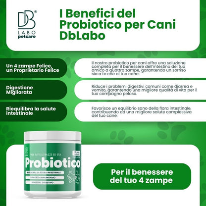 DB Labo - Probiotici per Cani - Probiotico Digestivo Per Cani dona Benessere - Fermenti Lattici Cane