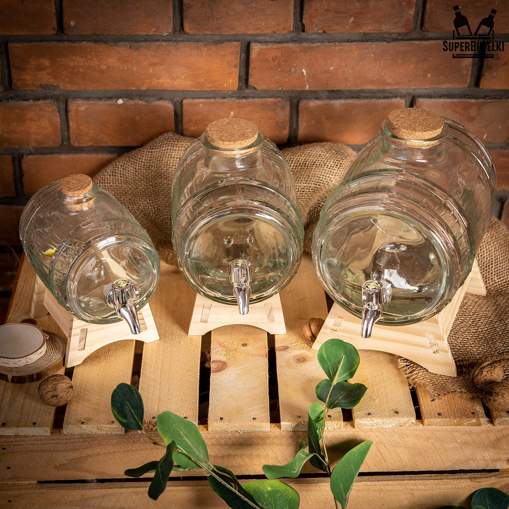 Barile di vetro con rubinetto per PRESENZA ALCOOL BIMBER VODKA VINO Distributore d'acqua
