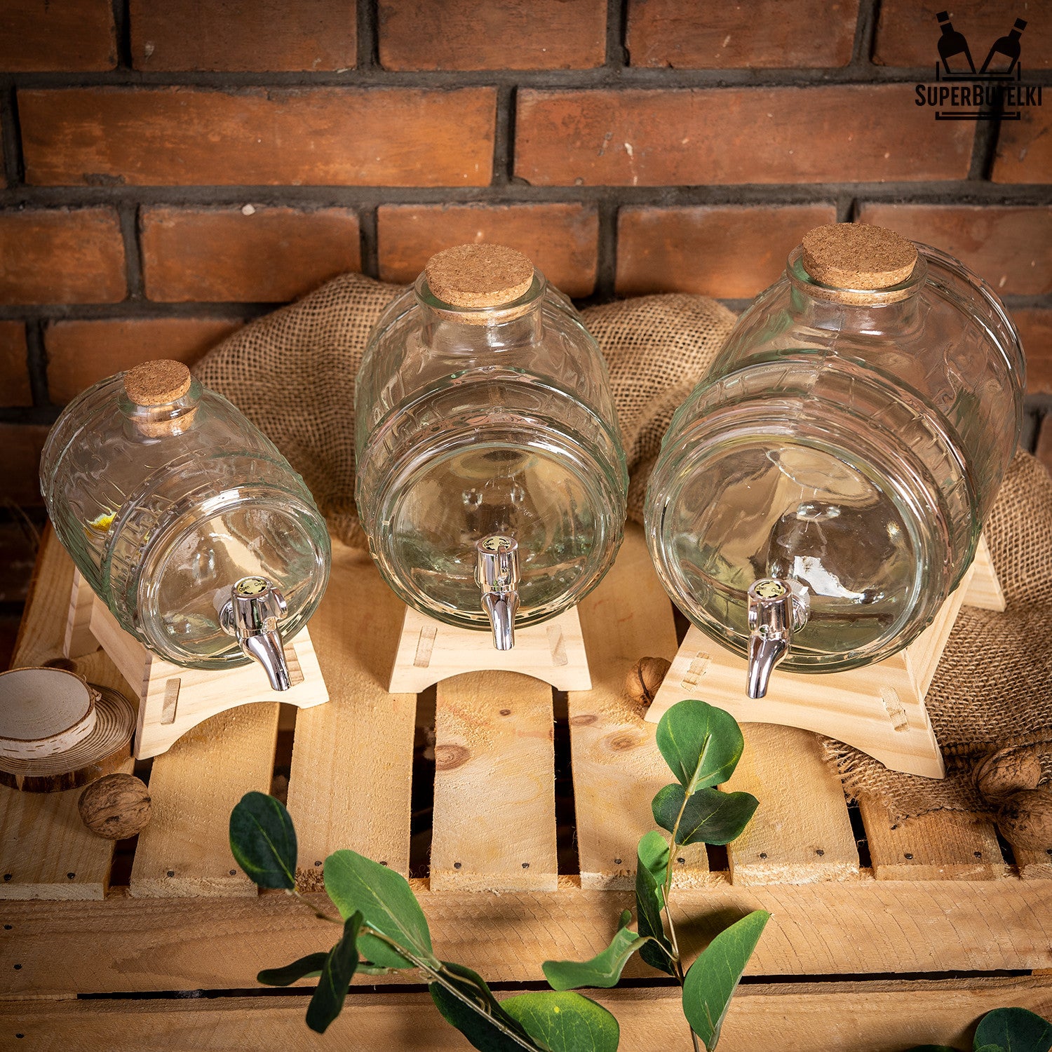 Barile di vetro con rubinetto per PRESENZA ALCOOL BIMBER VODKA VINO Distributore d'acqua