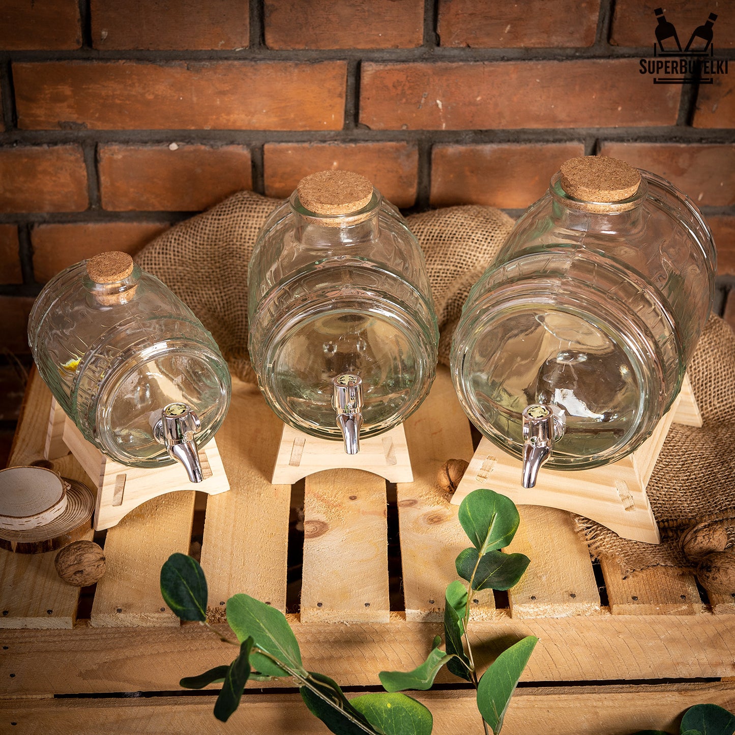 Barile di vetro con rubinetto per PRESENZA ALCOOL BIMBER VODKA VINO Distributore d'acqua