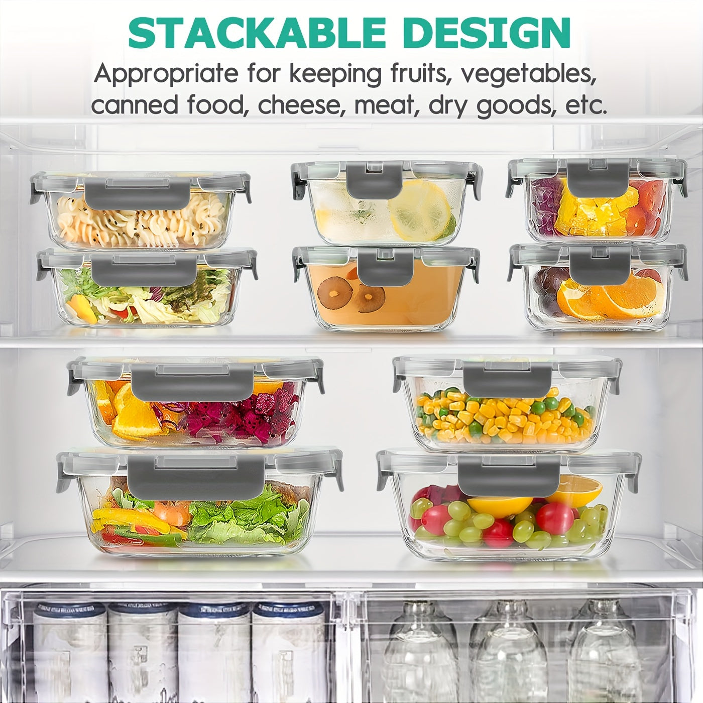 Set da 34 pezzi di contenitori per alimenti in vetro con coperchi, contenitori ermetici in vetro per la preparazione dei pasti (17 contenitori e 17 coperchi), contenitori per il pranzo a prova di perdite, per microonde, forno, congelatore, lavastoviglie