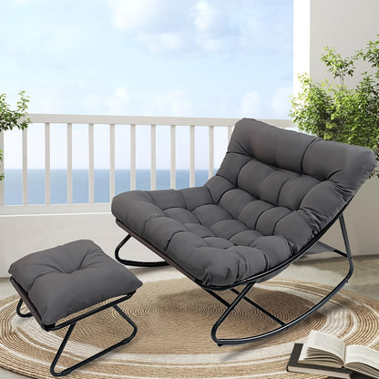 Poltrona a Dondolo per Soggiorno Moderna con Funzione Reclinabile, Poltrona a Dondolo per Casa, Dondolo di Lusso per da Letto, Disponibile nei Colori Nero e Grigio, Perfetta per il Tempo Libero in Famiglia, Regalo Ideale per le Vacanze, Adatta a Tutte e Q
