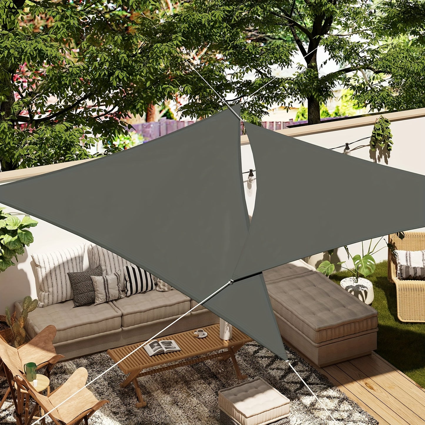 1pezzo 95% Protezione UV Parasole Vela - Tessuto HDPE Resistente con Doppia Rafforzazione delle Estremità, Resistente alle Lacerazioni, Facile da Installare con Corda Inclusa per Giardino, Patio, Balcone, Campeggio e Picnic - Grigio Profondo, Parasole Vel