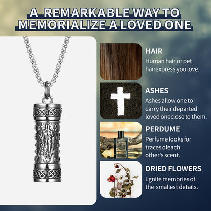 Collana da uomo con San Michele Arcangelo, Collana con ciondolo a forma di urna cineraria, Collana vichinga, Ciondolo con scudo guardiano dell'Arcangelo Michele, Medaglia amuleto cattolica in acciaio inossidabile, Gioiello regalo.