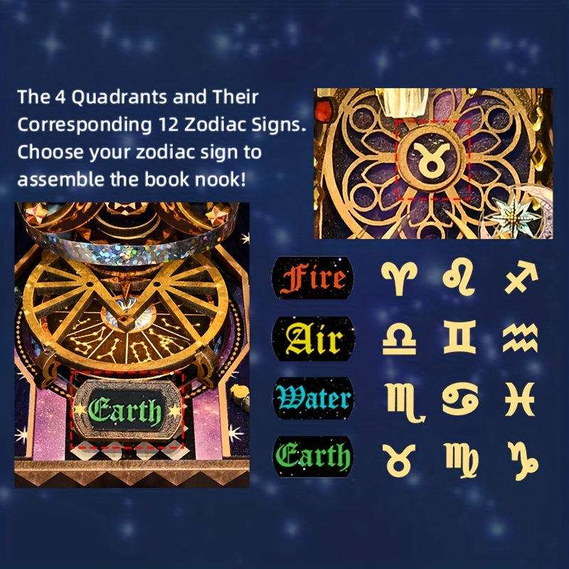 1 pezzo Puzzle 3D, Modello Zodiacale Fatto a Mano. Questo Kit di Assemblaggio Presenta Stili Decorativi con Modelli di Elementi Come i Dodici Segni Zodiacali, Troni, Serpenti e Fenici. È una Decorazione Accogliente per Micro-Uffici Domestici, un Adorno Pe