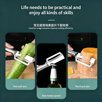 Set da 3 pezzi pelapatate e affettatrice premium in acciaio inossidabile, coltelli da cucina multifunzionali per sbucciare patate e tritare cavolo, utensili da cucina domestici essenziali
