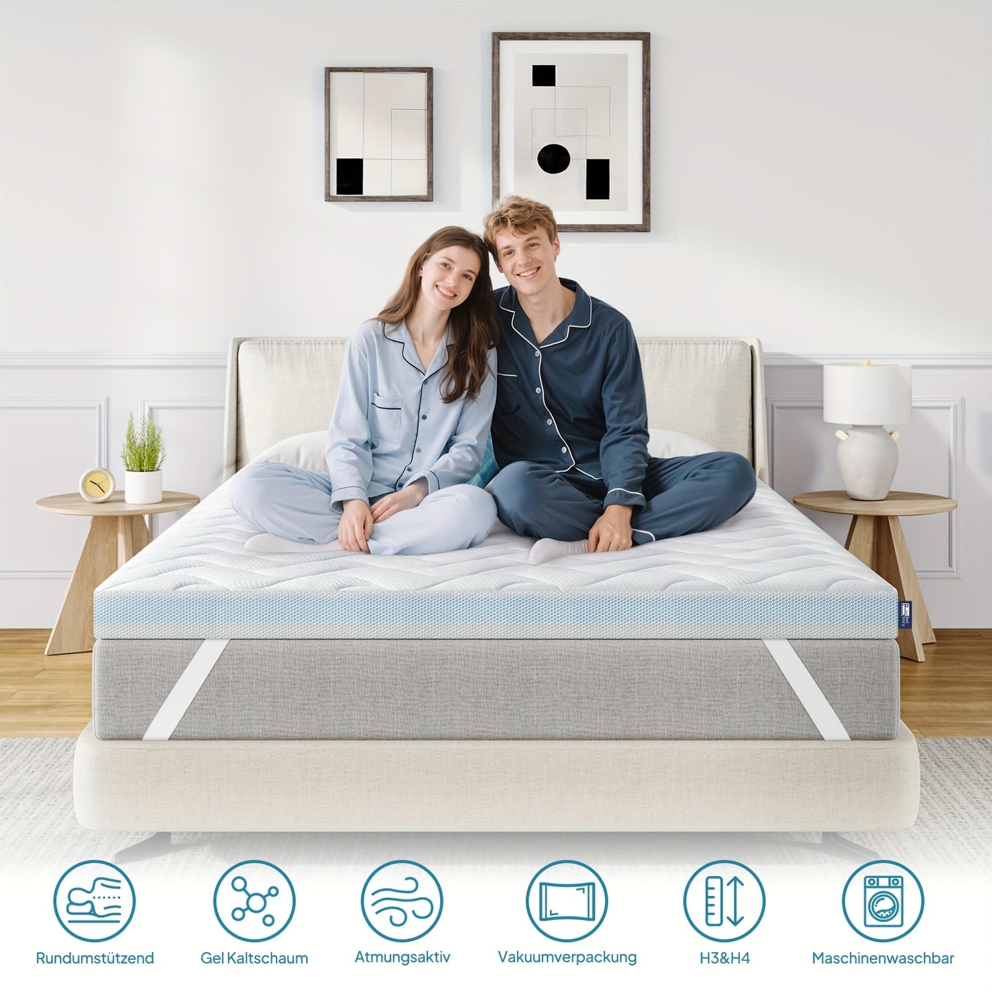 Bedstory 10CM O 7.5CM O 5CM Topper per Materasso, Doppia Flessibilità H3 & H4 Gel Cold Foam, Traspirante, Lavabile, Rivestimento 3D Rimovibile, Topper per Materasso per Letti a Scomparsa 90 100 120 140 160X200 180X200 200X200, Divano e Materassi Rigidi