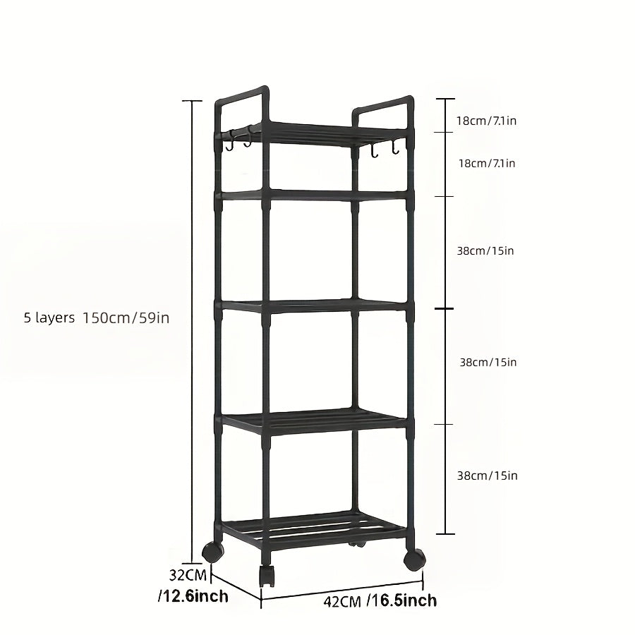 Scaffale portaoggetti a 5/6 ripiani con ruote - Organizer multistrato da 167.64 cm - Salvaspazio, regolabile e multifunzionale, adatto per cucina, bagno, soggiorno, ufficio e studio, soluzione di archiviazione perfetta, scaffale verticale, scaffale vertic