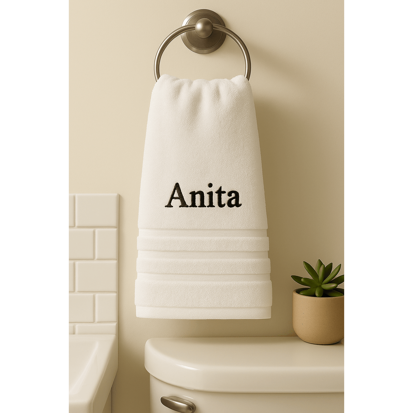 Asciugamano da Bagno Personalizzato con Nome - Ricamo Elegante, Asciugamano in Cotone Su Misura