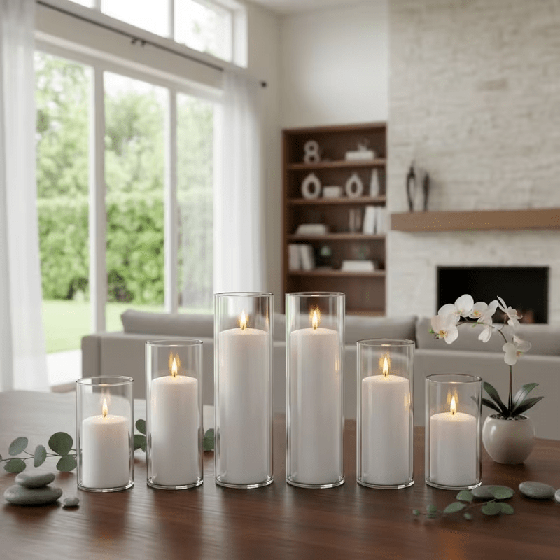 Set da 12 pezzi di vasi cilindrici moderni adatti per centrotavola nuziali, portacandele antivento e vasi alti per candele, fiori, decorazioni da tavola - Confezione per feste di compleanno, proposte di matrimonio, Natale, anniversari, decorazioni per uff