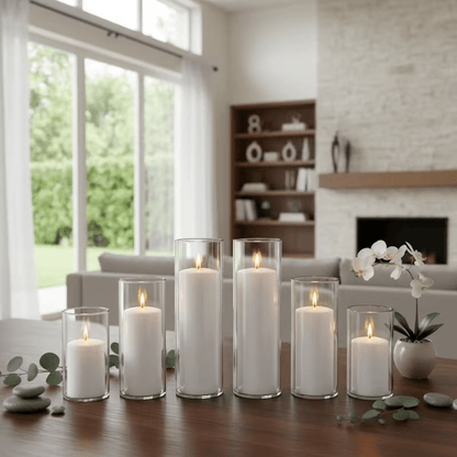 Set da 12 pezzi di vasi cilindrici moderni adatti per centrotavola nuziali, portacandele antivento e vasi alti per candele, fiori, decorazioni da tavola - Confezione per feste di compleanno, proposte di matrimonio, Natale, anniversari, decorazioni per uff