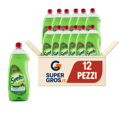 Set da 12 Pezzi Svelto Detersivo Piatti Limone 1L – Formula Concentrata con Succo di Limone – Azione Sgrassante e Profumo Fresco – Adatto per Uso Quotidiano e Professionale