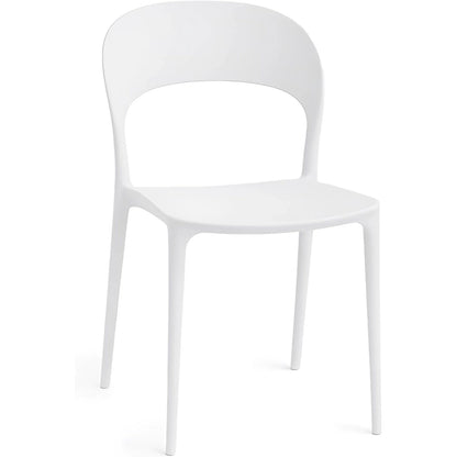 Baroni Home Set 4 Sedie in Plastica Bianca – Sedie Impilabili, Pronte all’Uso Senza Montaggio, Facili da Pulire, con Piedini Antiscivolo per Maggiore Stabilità – Ideali per Cucina, Soggiorno, Sala da Pranzo, Giardino, Terrazzo o Balcone – Sedute Comode e