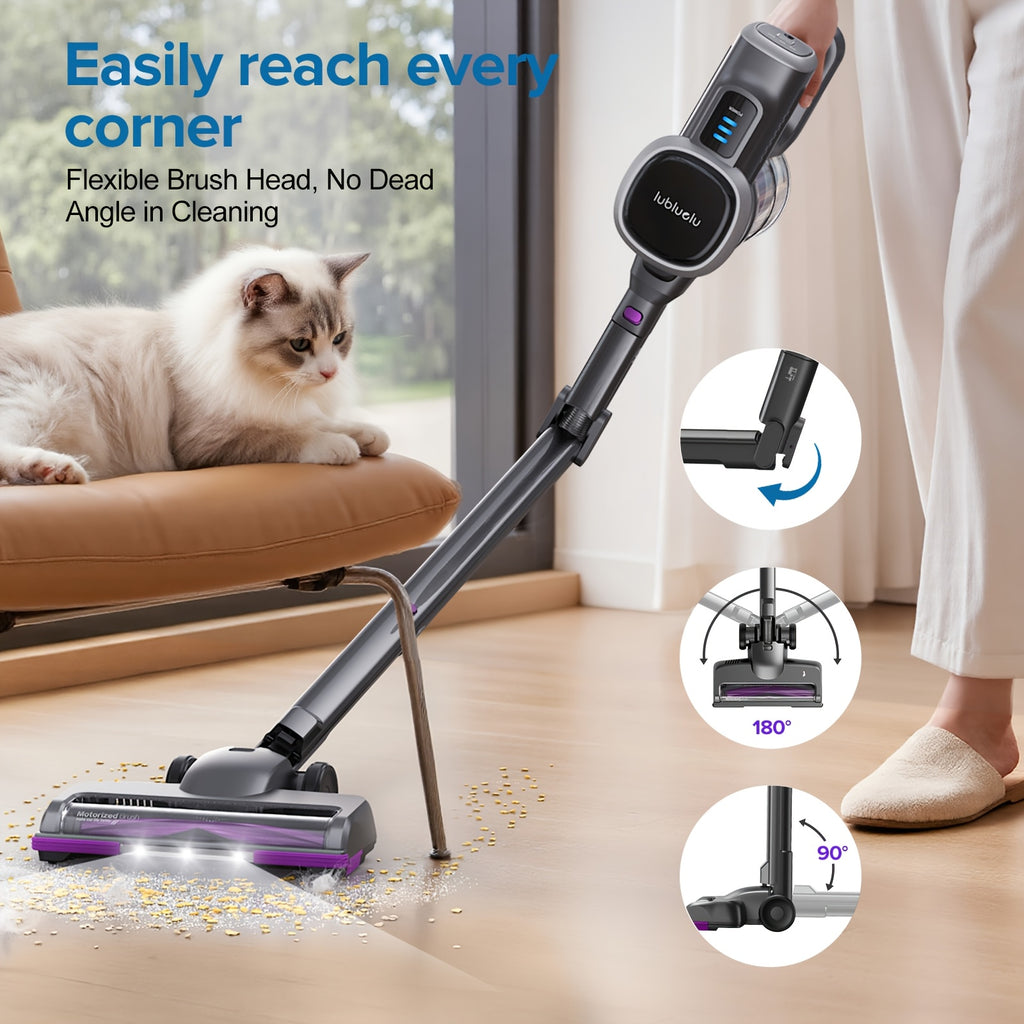 Aspirapolvere a batteria 35KPa, potente e leggero, 6 in 1, per tappeti, pavimenti e peli di animali domestici - Lubluelu P4/202 Aggiornato