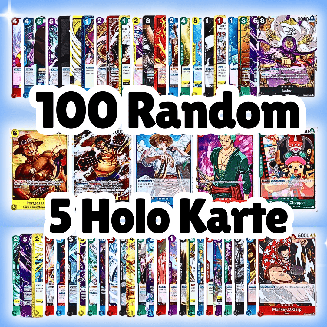 100 Carte da Collezione One Piece + 5 Carte Olografiche | Inglese | Set di Carte TCG