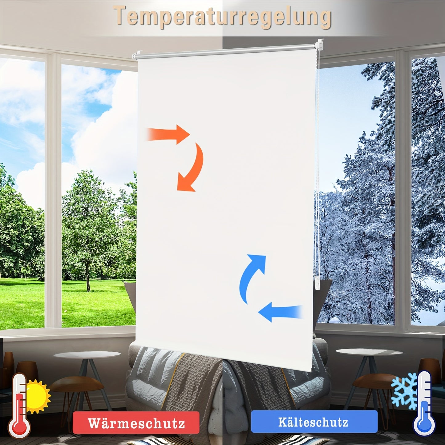 1pz Tende a rullo oscuranti senza foratura, tende a rullo parasole isolanti, tende a rullo con clip per finestre per la protezione della privacy, tende a rullo a scomparsa laterale, tende a rullo con clip per finestre e porte
