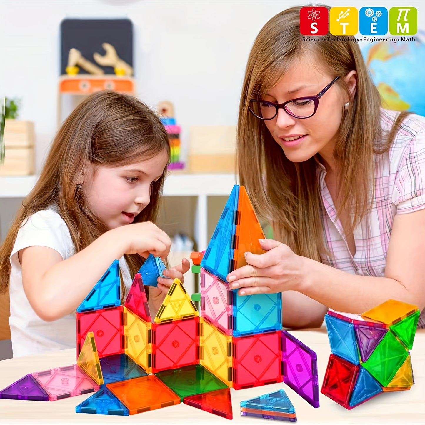 Giocattoli a blocchi magnetici a piastrella, adatti a bambini e bambine dai 3 anni in su, giocattoli e giochi educativi sensoriali STEM per l'apprendimento prescolare, regali di compleanno creativi per bambini.