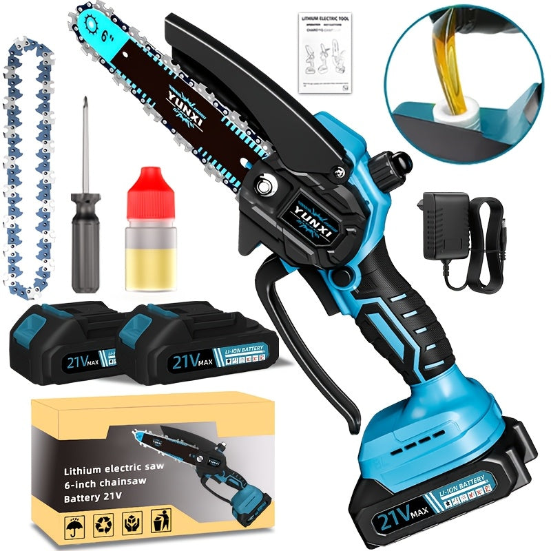 Motosega Elettrica Portatile a Litio, Piccola Motosega Multifunzionale per Uso Domestico, Ideale per Potatura di Rami e Legna in Cortili e Giardini, Regalo Perfetto per Uomini, Mariti e Padri, Opzionale